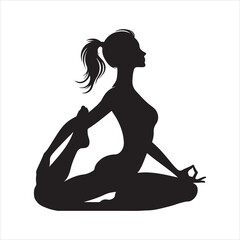 woman in Yoga silhouette on white background
