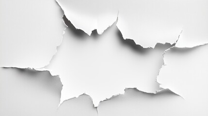 Obraz premium ragged white hole breaking through office printer paper