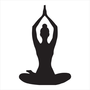 recommend clip art: woman in Yoga silhouette on white background
                    