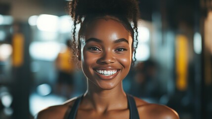 Black Woman Smiling After a Rewarding and Intense Workout Session in the Gym