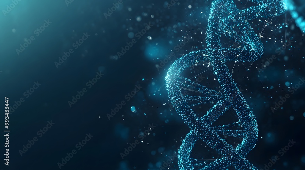 Poster a 3d digital rendering of a dna double helix