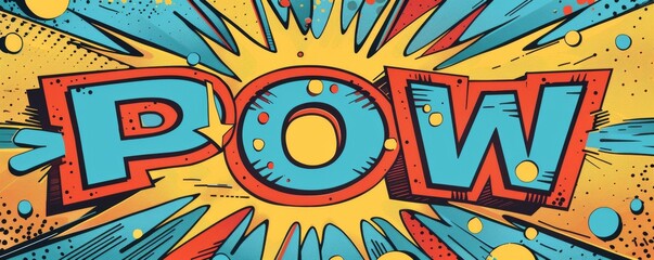 Playful pop art background with "POW" text. Bold graphics, Dynamic visuals, Bright vector
