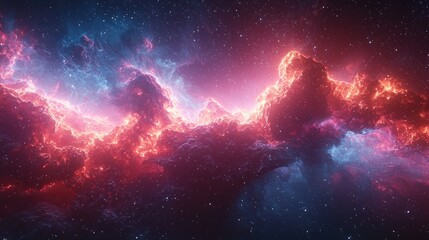 Colorful cosmic nebula with glowing pink and purple clouds surrounded by stars in deep space atmosphere Generative AI