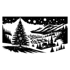 Naklejka premium Christmas Tree Silhouette Vector Illustration