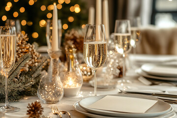 Elegant New Year's Eve Dinner with Sophisticated Table Settings  