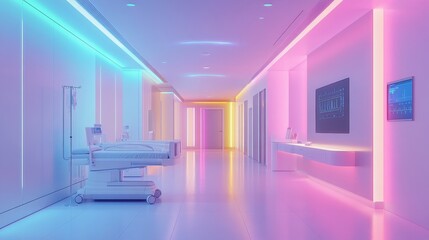 Neon Hospital Corridor.