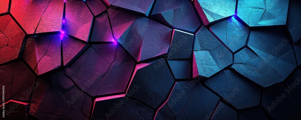 Aufkleber abstract geometric wallpaper with dark gray background and vibrant colorful hexagonal patterns