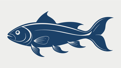 Obraz premium A lively blue fish swims left on a simple, neutral background. Its elongated body with wave-like lines exudes a cheerful, minimalist vibe.