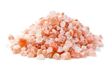 Pink crystals arranged on a white surface, perfect for beauty or luxury-themed designs