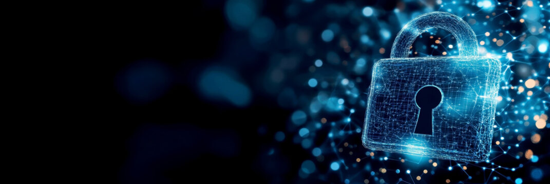 Padlock shield element and neural connections. Data Protection Day. Safe information exchange and data storage concept. Secure internet connection. Cybersecurity and privacy concepts to protect data