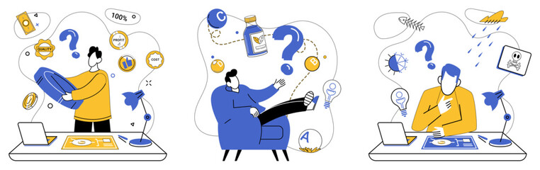 Innovation strategy vector illustration. Mission-focused planning is map guiding businesses through labyrinth success Innovation strategy is architect drawing blueprints for castle business efficiency