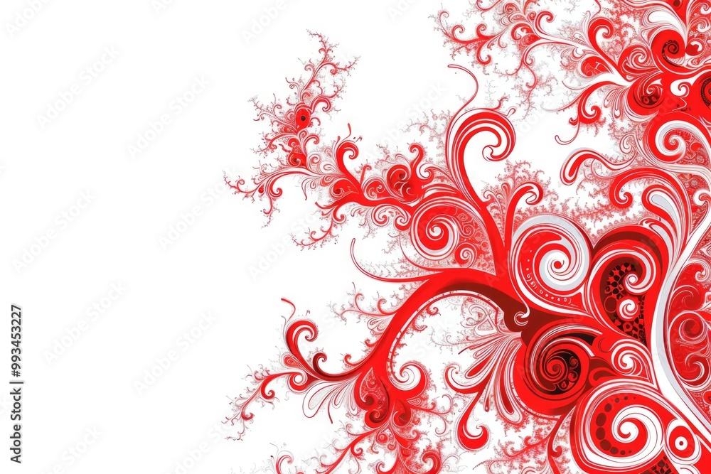 Fototapete a design element featuring a red and white swirly pattern with ample space for adding text