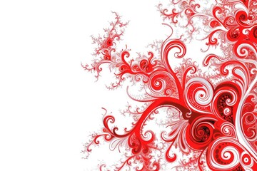 A design element featuring a red and white swirly pattern with ample space for adding text