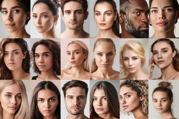 A collage of various individuals displaying distinct facial expressions, ideal for use in social media, advertising or editorial content