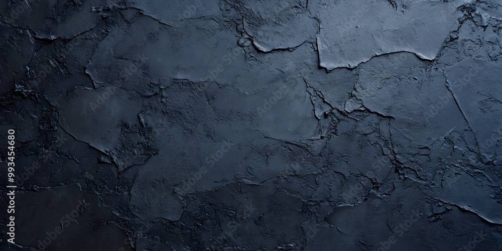 Poster dark textured wall with a rough surface, showing cracks and irregular patterns, creating a moody and