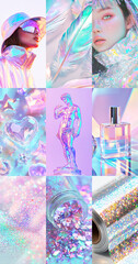 Fototapeta premium Fashion holographic stylish moodboard