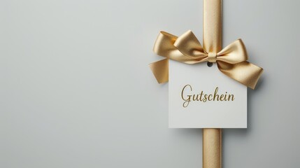 paper gift german word voucher with golden bow