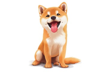 Obraz premium A dog sits on the ground with its mouth open, waiting for something