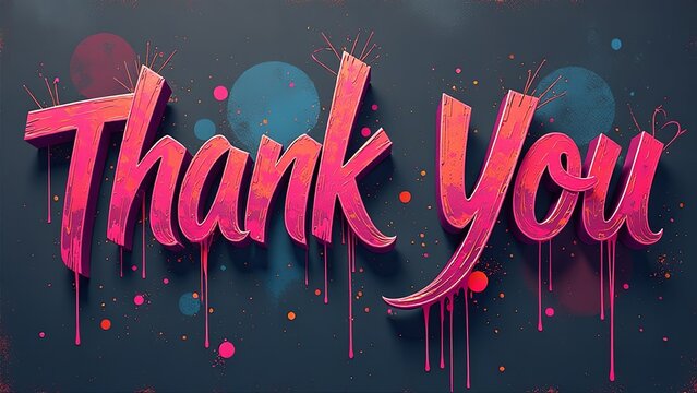 Thank you banner in graffiry style. Grattitude in business, event invitations, personal thank you notes