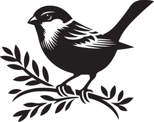 Fototapeta premium Black bird silhouette vector illustration, solid white background