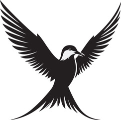 Obraz premium black Arctic Tern silhouette vector illustration, solid white background