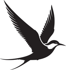 Obraz premium black Arctic Tern silhouette vector illustration, solid white background