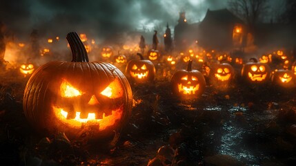 "Foggy Pumpkin Field of Mystery"
