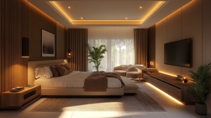Modern Bedroom Interior.