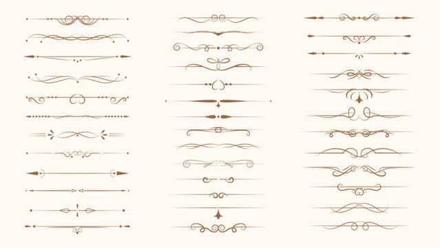 Elegant jwellery luxury ornament text dividers. Ornamental Gold Dividers for text and objects. Gold Ornate vintage frames and scroll.
