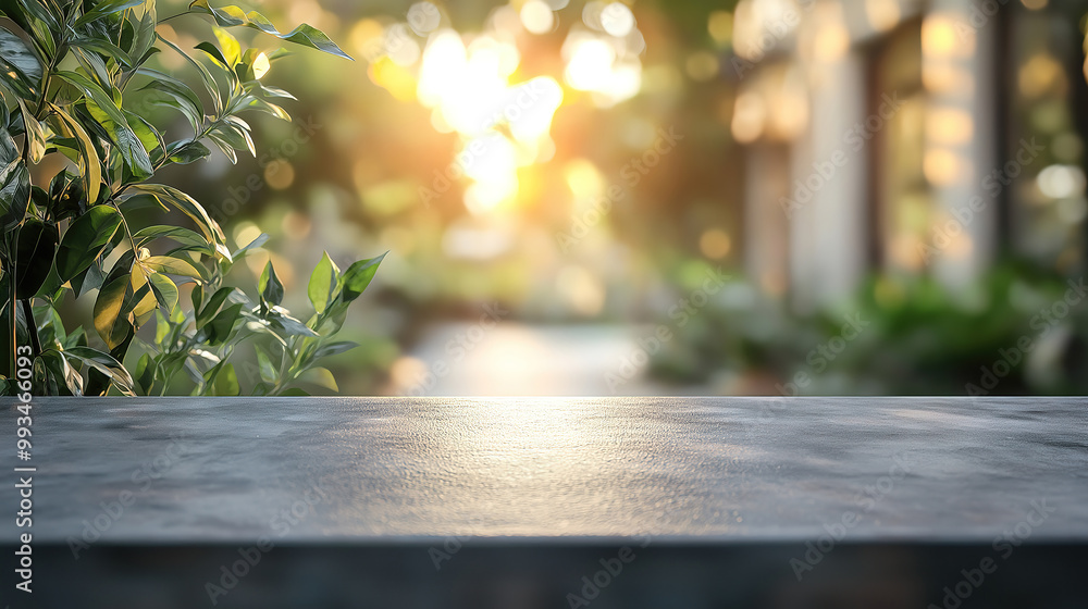 Poster clean tabletop with bokeh effect for displaying goods