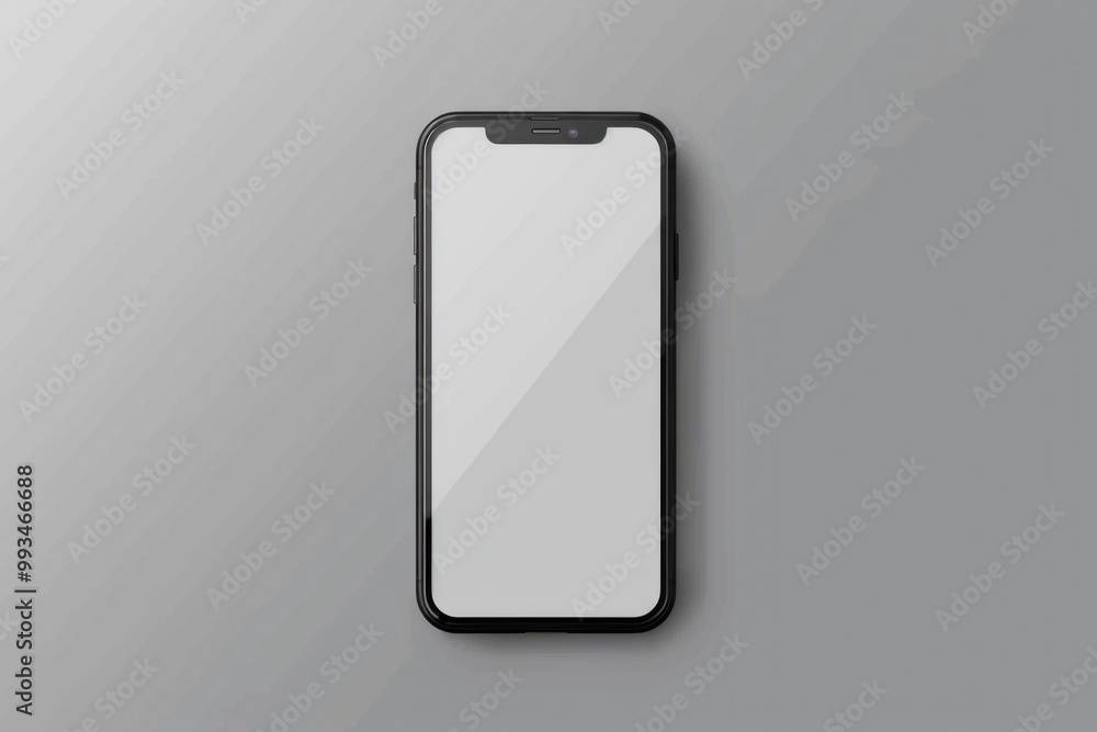 Poster a close-up of an phone with a blank screen on a gray background, suitable for use in technology-rela