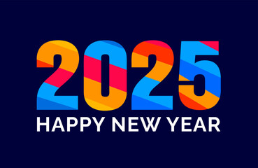 2025 happy new year colorful typography text logo design template. Happy New Year 2025 text, use to business template, banners, background, poster, greeting card, and calendar cover.