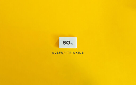 Sulfur Trioxide, SO₃. Chemical Compound Containing Sulphur. Chemical Formula and Name. 