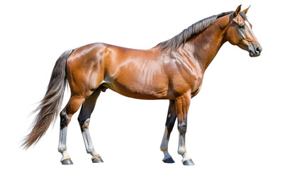Fototapeta premium A horse is standing still with a transparent background PNG.