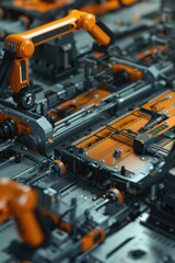 Fototapeta premium Close-up view of an industrial machine on a table, suitable for use in technical and scientific illustrations