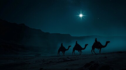 Heavenly Star over Bethlehem, Christian concept, Shepherds, magicians