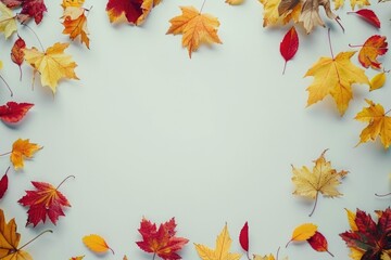 Colorful autumn leaves arranged in a circular shape