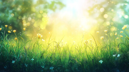 Obraz premium Art Abstract Spring Background with Fresh Grass