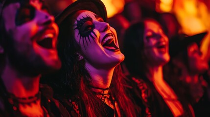 Spooky Fun at Halloween Concert - Smiling Ghosts and Vampires Singing Along to Music