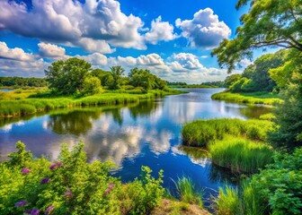 Obraz premium Scenic views of Heritage Shores Nature Preserve showcasing lush greenery and serene landscape beauty