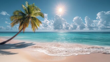 Fototapeta premium Sunny Days by the Sea with Palm Trees