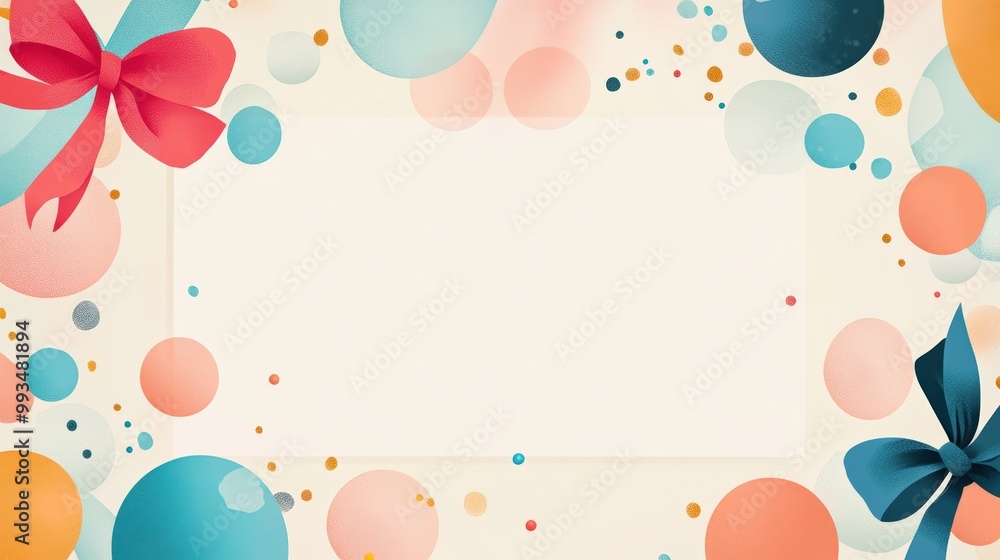 Poster abstract party invitation background with colorful bows and confetti