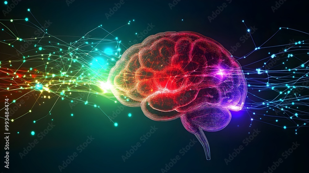 Aufkleber colorful interconnected brains representing abstract creative ideation and collaborative concepts