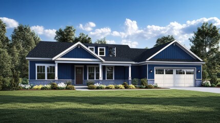 Newly Built House Front View Ideal for Real Estate Marketing and Architectural Design