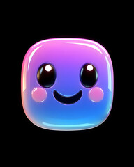 Naklejka premium Kawaii rectangular square cute emoji face icon isolated on black background