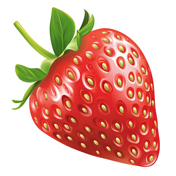 Realistic strawberry illustration with tiny seeds and a rich red hue, vector graphic, isolated on a white background, center background