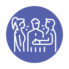 Group interview black line icon.