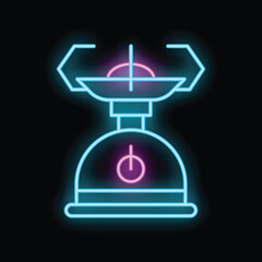 Glowing neon line tourist camping gas burner icon isolated on black background vector illustration