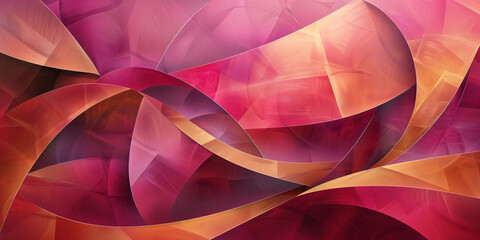 Obraz premium Dynamic composition with layered, flowing ribbons in burgundy, orange, and pink tones. The soft gradients and overlapping shapes create a modern, artistic look with a sense of movement.