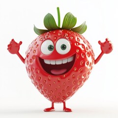 3d strawberry cartoon character